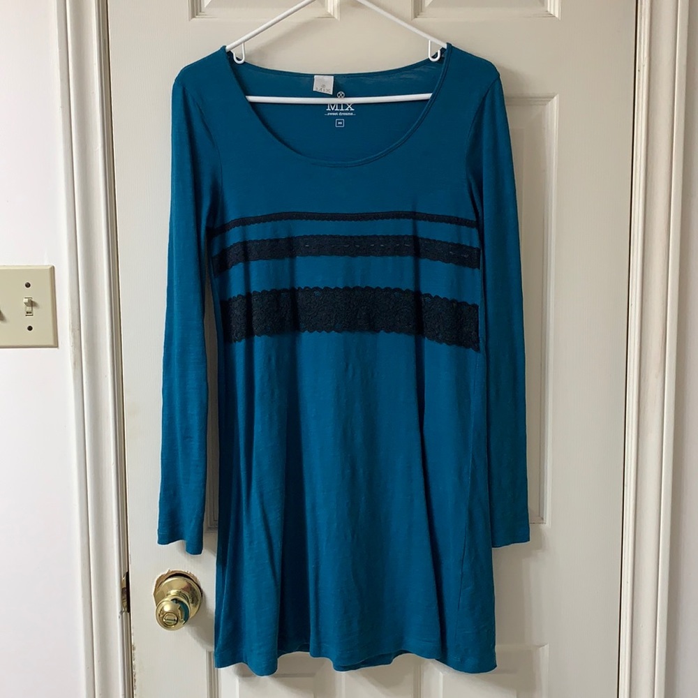 🌷3 for $25🌷Mix, US XS (Fits Up to US M), Teal & Black Long Sleeve Lace Dress